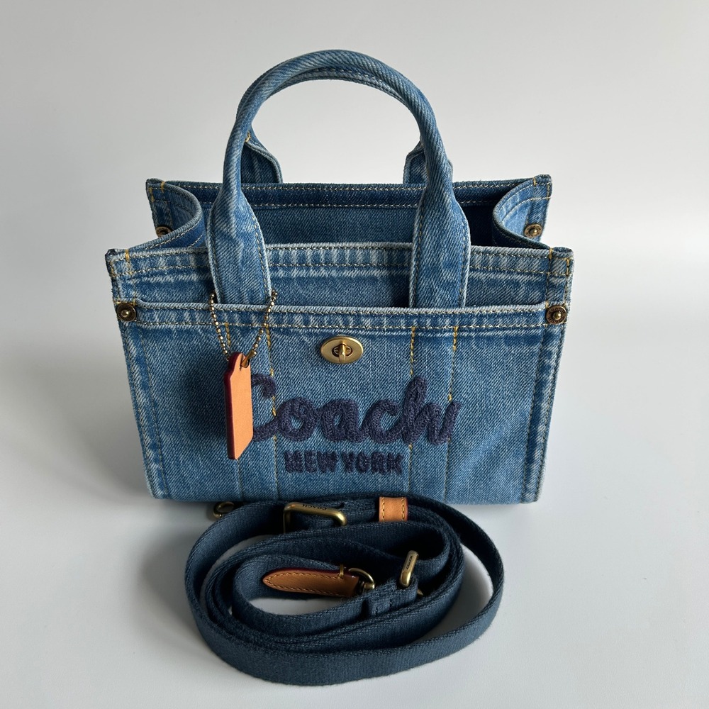 Coach Blue Denim Embroidered Mini Tote with Gold Hardware - Picture 5 of 11